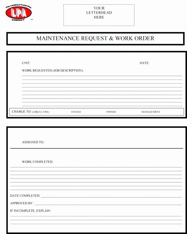 Excel Work order Template Request form Templates