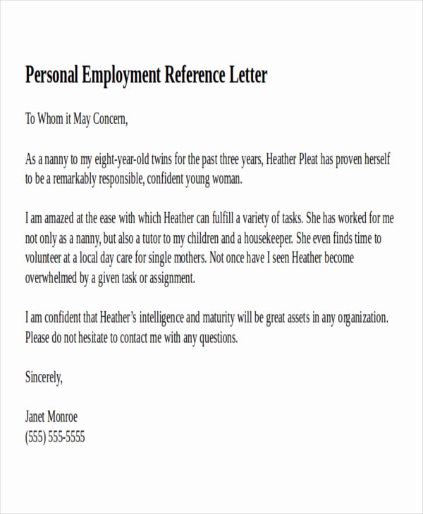 Excellent Personal Re Mendation Letter Sample for Your
