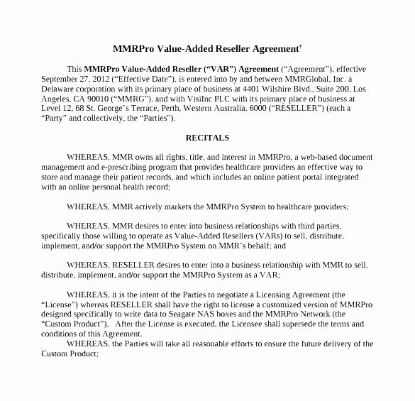 Exclusive Reseller Agreement Template