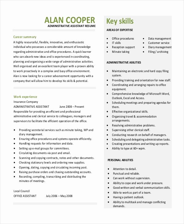 Executive Administrative assistant Resume – 10 Free Word