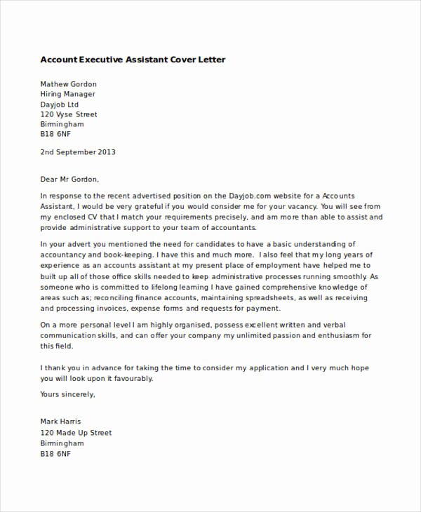 Executive assistant Cover Letters 9 Free Word Pdf