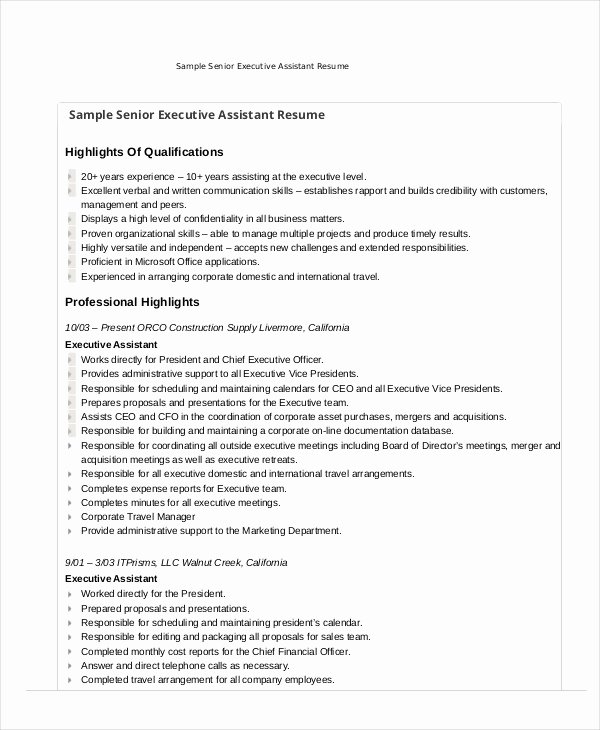 Executive assistant Resume 7 Free Word Pdf Documents