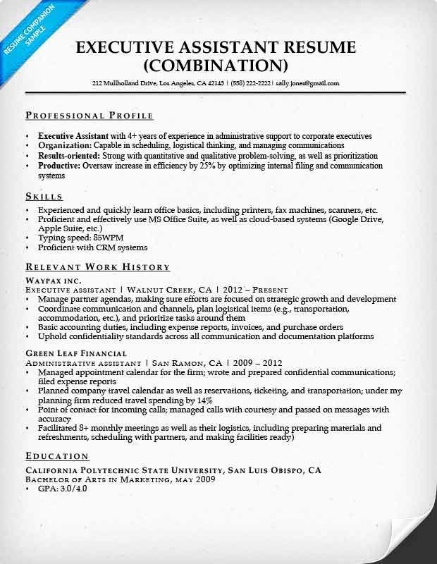 Executive assistant Resume Example