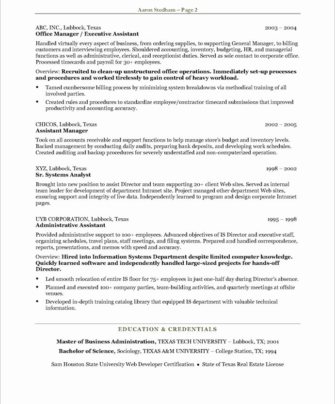 Executive assistant Resume Example Executive assistant