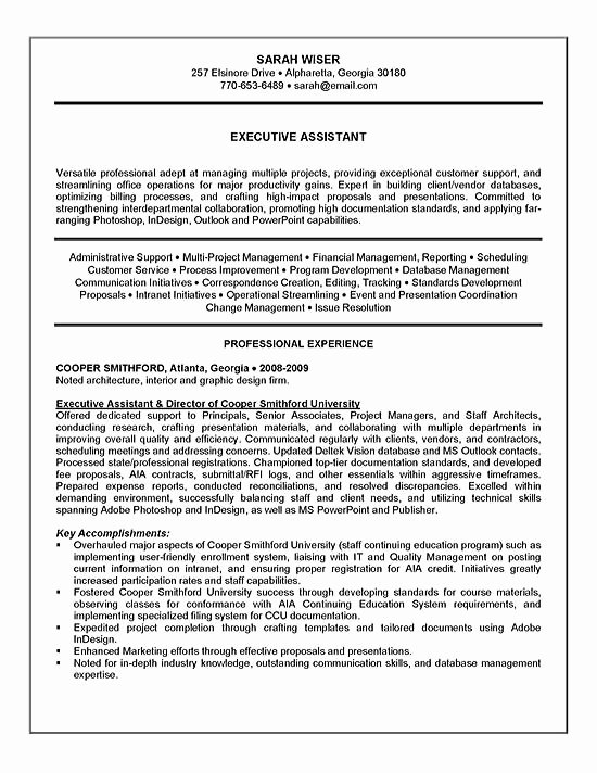 Executive assistant Resume Example Sample