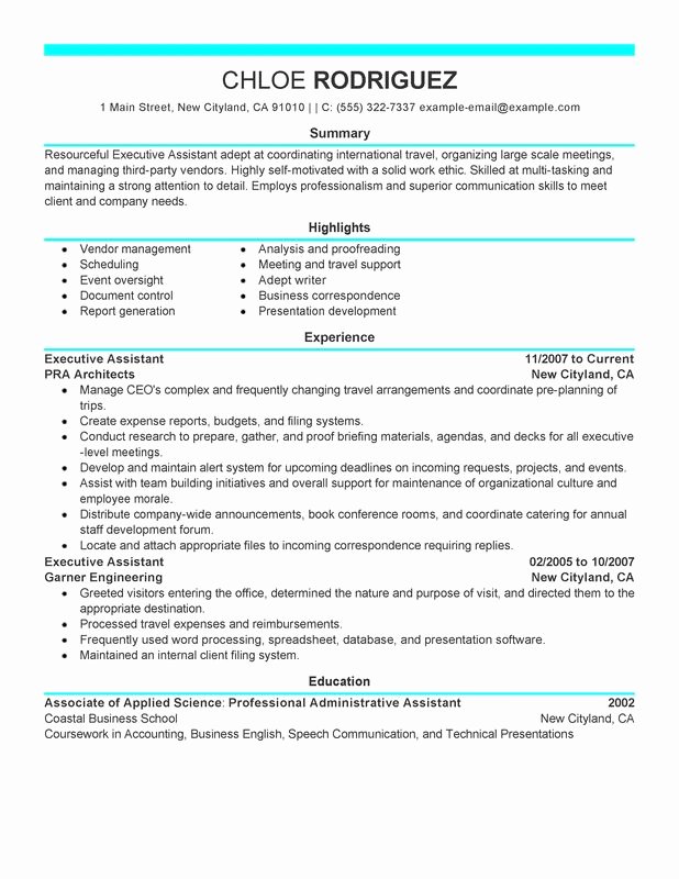 executive assistant resume sample