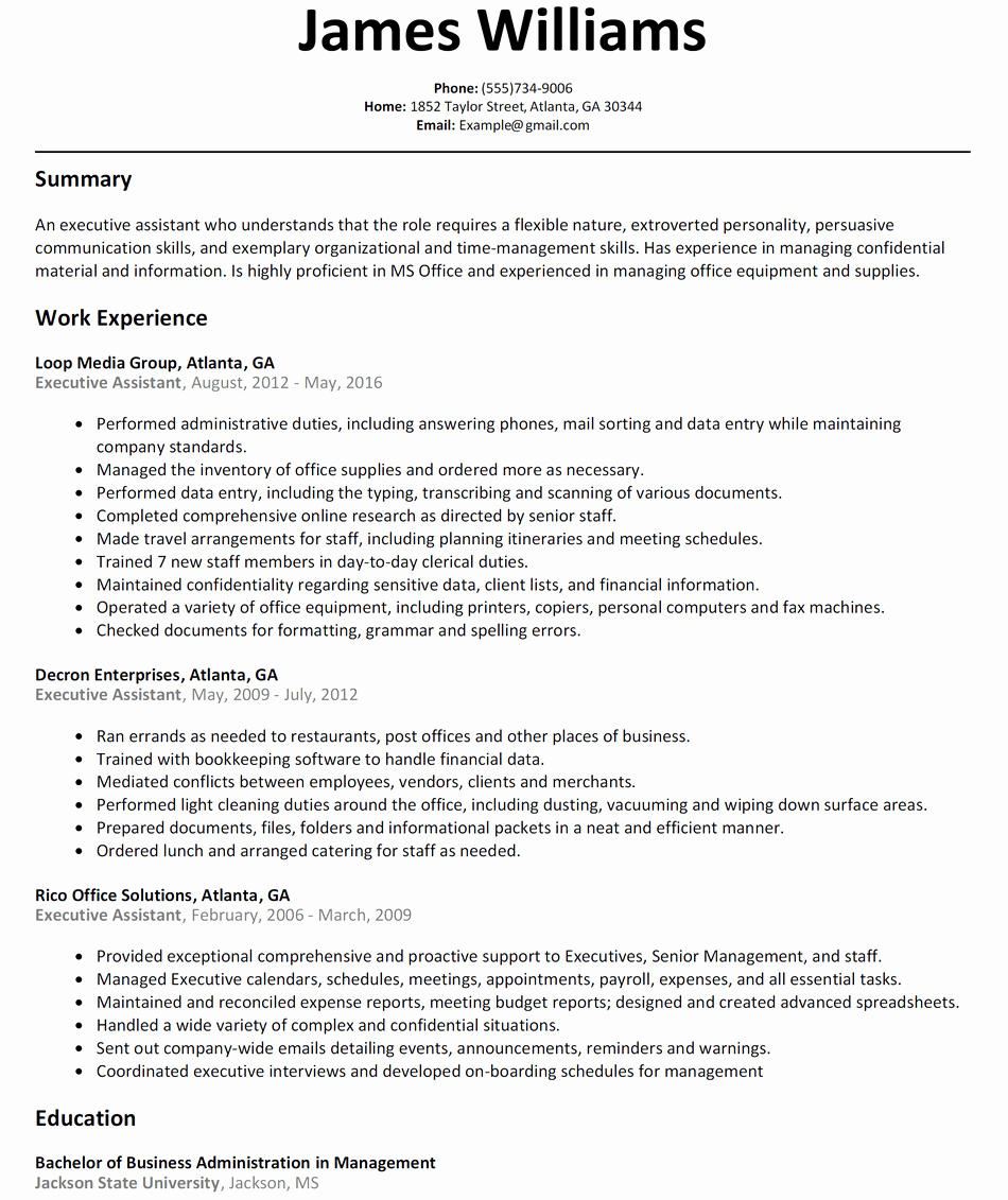 Executive assistant Resume Sample Resumelift