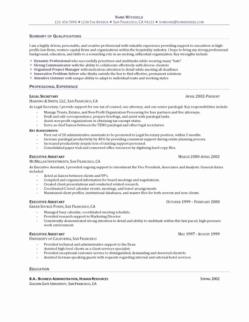 Executive assistant Resume