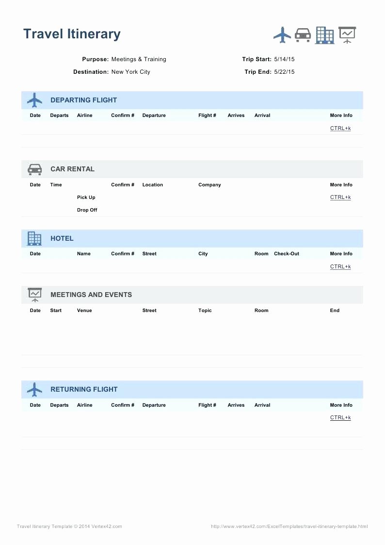 Executive assistant Travel Itinerary Template