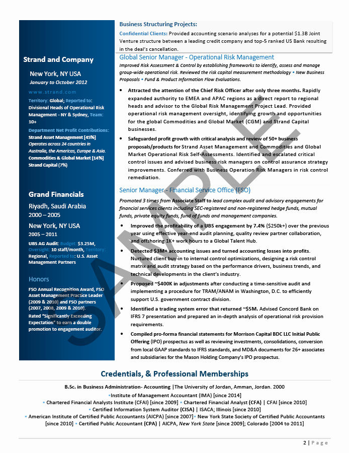 CFO Executive Resume Sample Private Equity