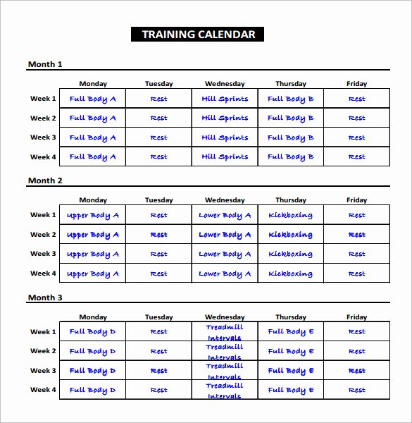 Exercise Schedule Template – 7 Free Word Excel Pdf