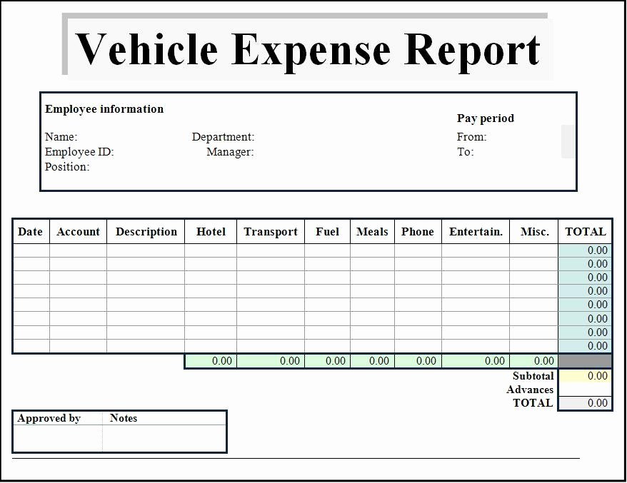Expense Report Template Word Excel formats