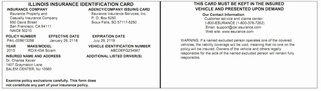 Fake Car Insurance Card Template Invitation Template