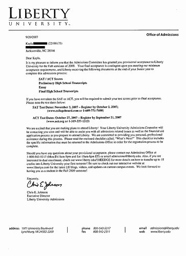 Fake College Acceptance Letter