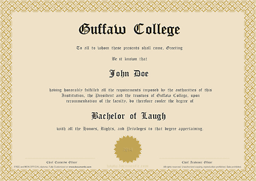 Fake Diploma Certificate Free Download