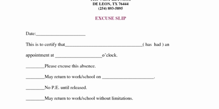 fake doctors note template