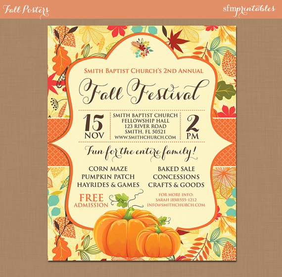 Fall Festival Flyer Instant Download Invitation Pumpkin