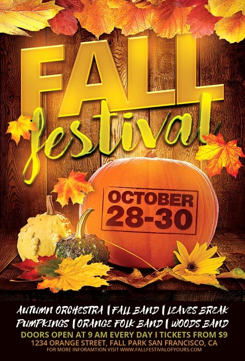 Fall Festival Flyer Template for Shop
