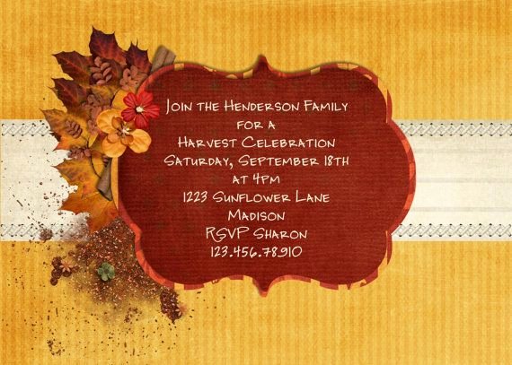 Fall Harvest Party Invitation Custom You Print or by