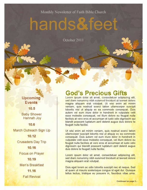 Fall Leaves Easy Church Newsletter Template Template