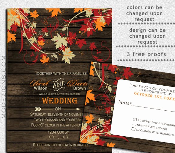 Fall Wedding Invitation Template – 15 Psd formats