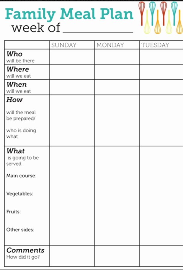 family menu planner template