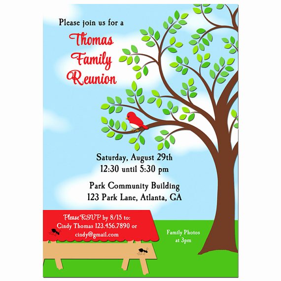 Family Reunion Picnic Bbq Park Invitation Printable or