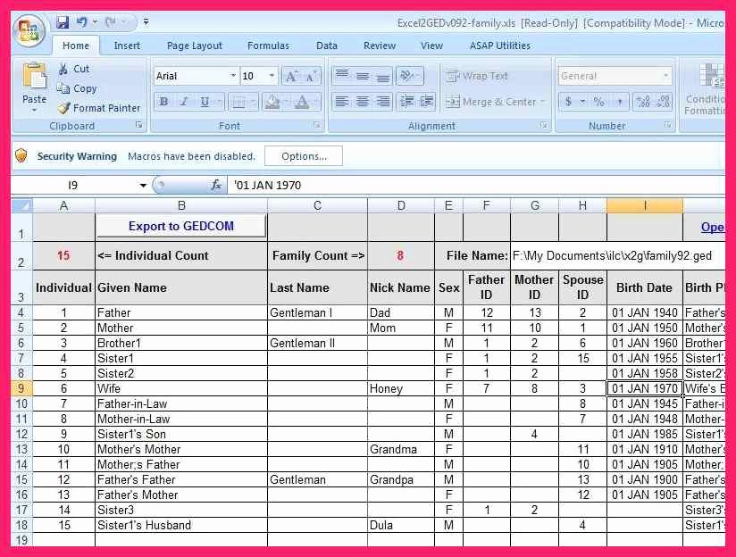 Family Tree Template Excel