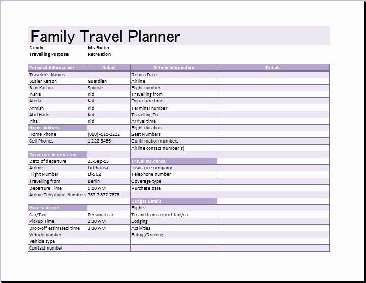 Family Vacation Planner Template