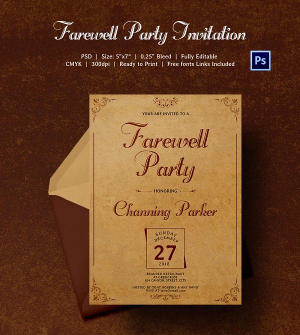 Farewell Party Invitation Template 25 Free Psd format
