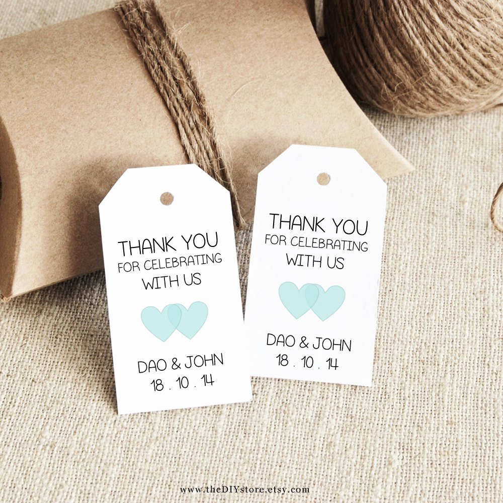Favor Tag Template Printable Small Double Heart Design