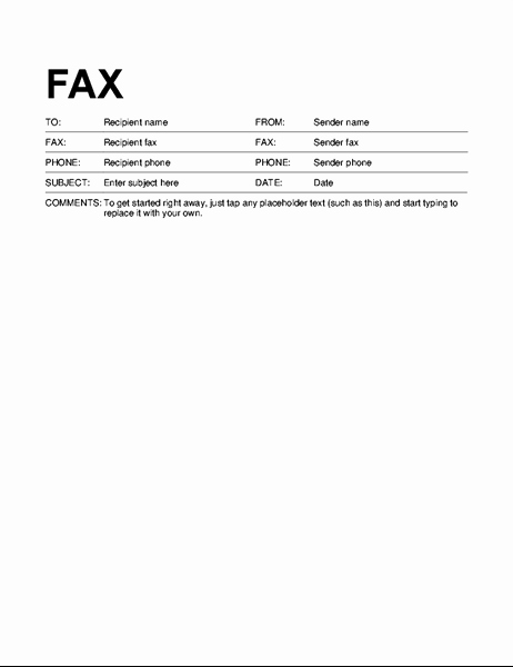 Fax Cover Letter Microsoft Office
