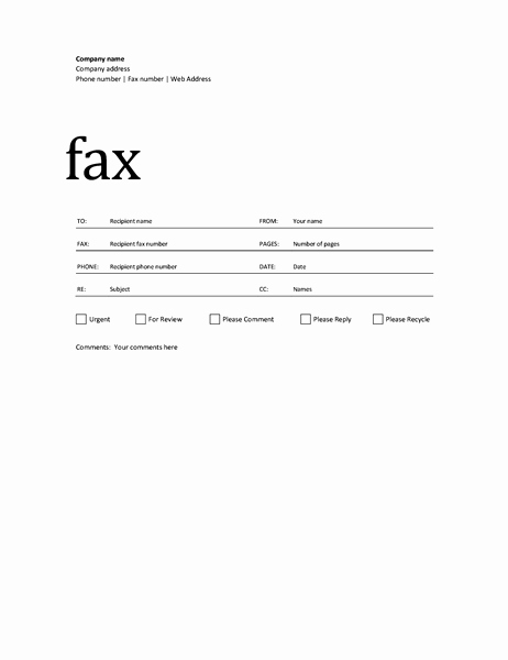 Fax Covers Fice