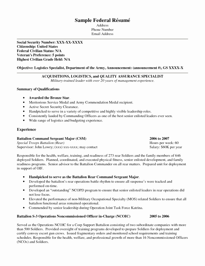 Federal Resume Templates Resume Sample Usajobs Resume