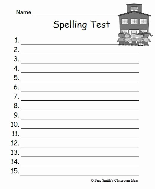Fern S Freebie Friday School themed Blank Spelling Test
