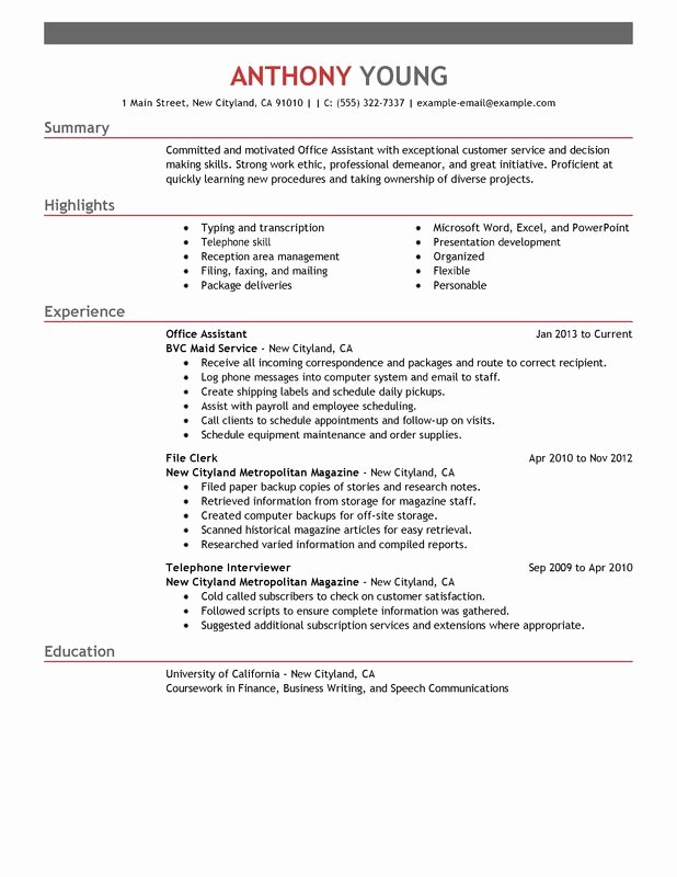Fice assistant Resume Examples – Free to Try today