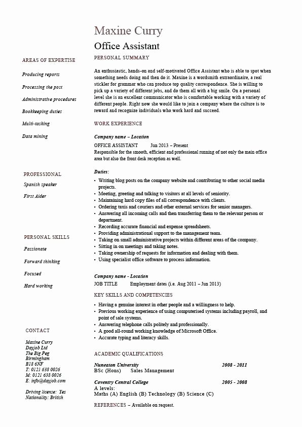 Fice assistant Resume format Example Medical Registered