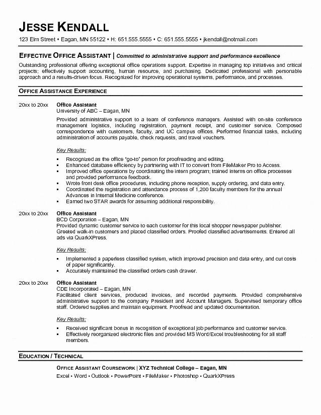 Fice assistant Resume