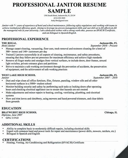 Fice Cleaner Sample Resume