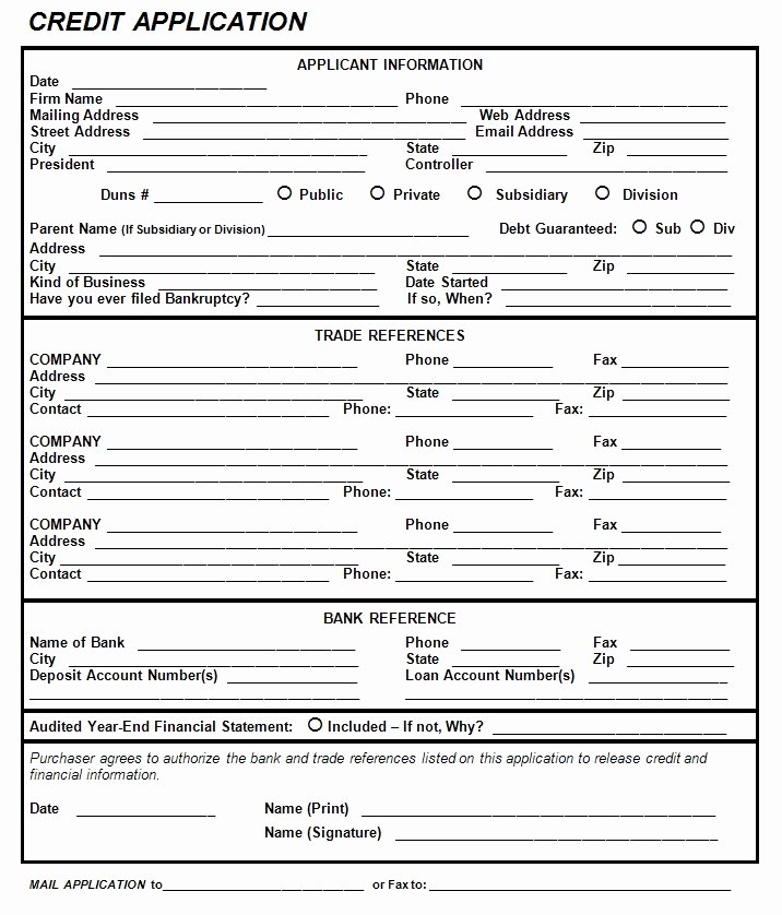 Fice forms Credit Application form