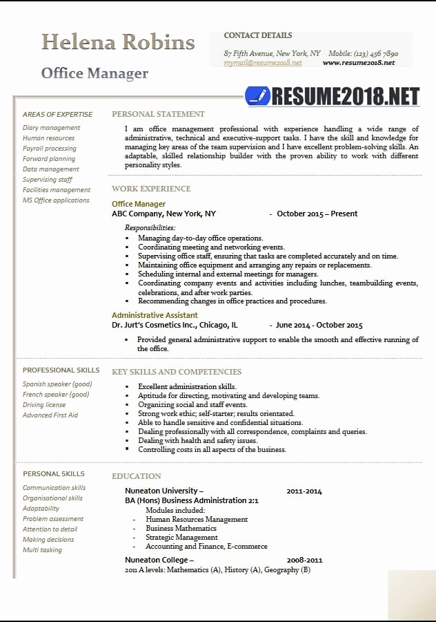 Fice Manager 2018 Resume Samples In Word Resume 2018