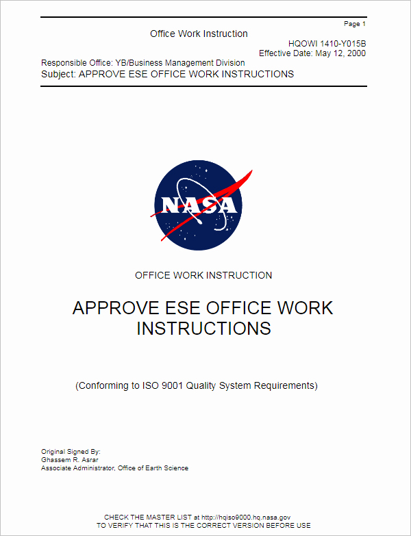 Fice Work Instruction Template