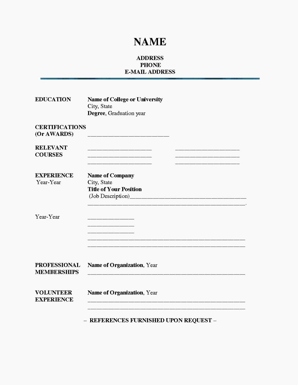 Fill In Blank Printable Resume Resume Template