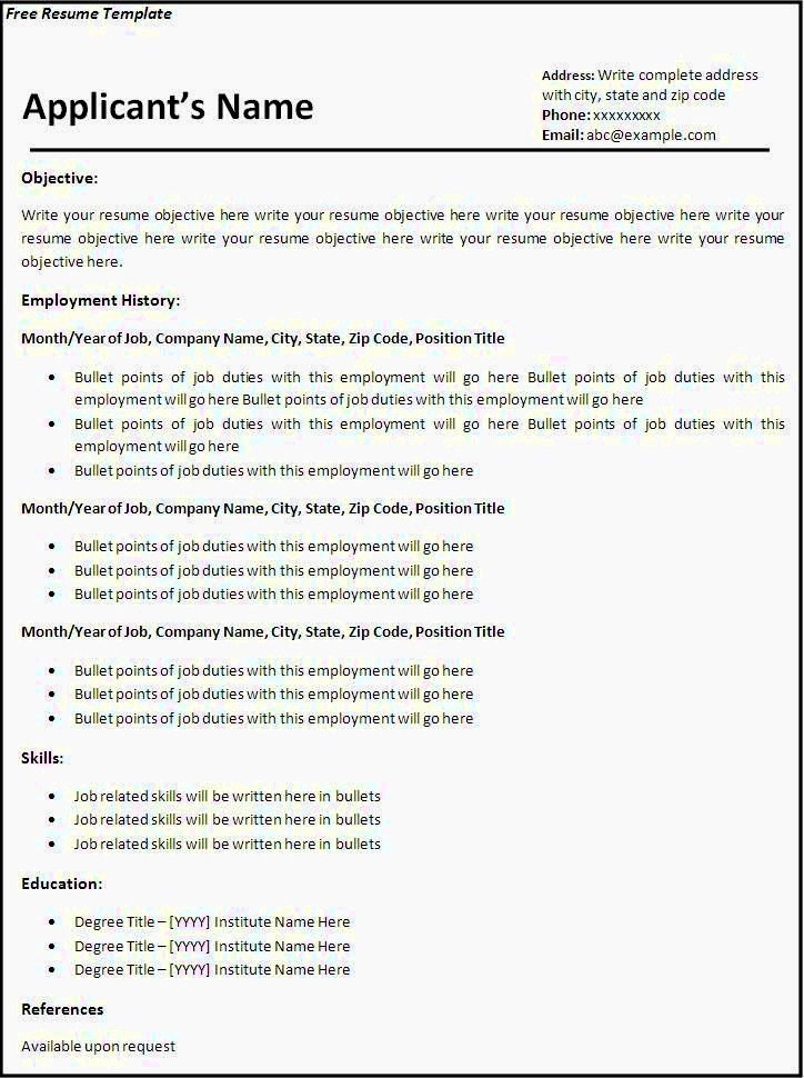 Fill In Blank Resume Templates Free