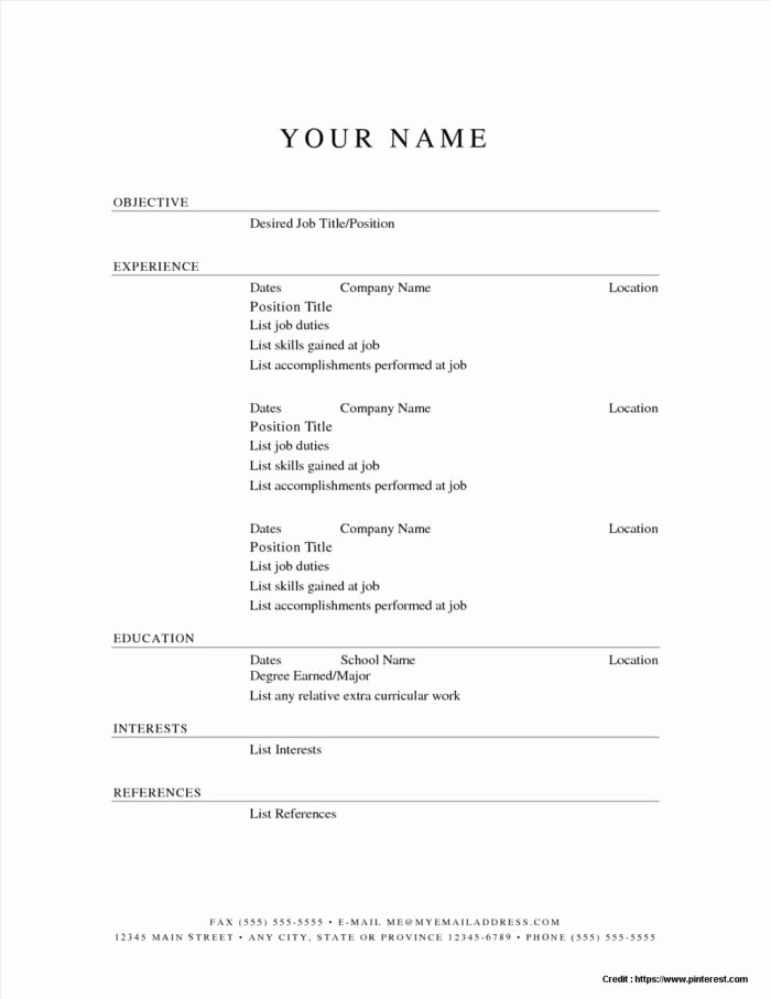 Fill In the Blank Resume Printable Resume Resume