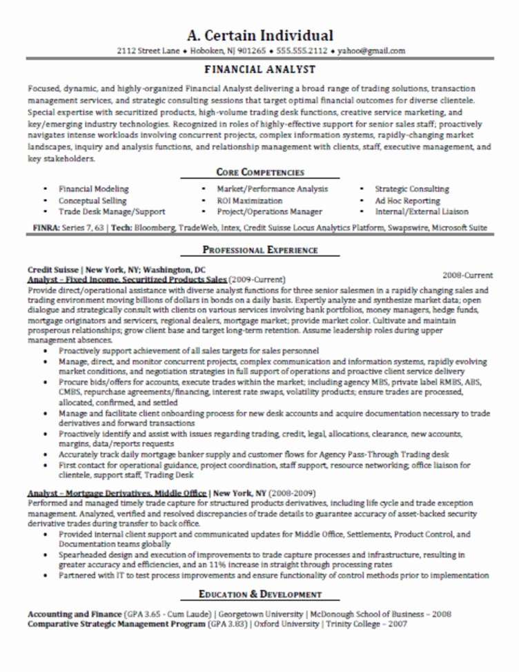 Financial Analyst Resume Best Template Collection