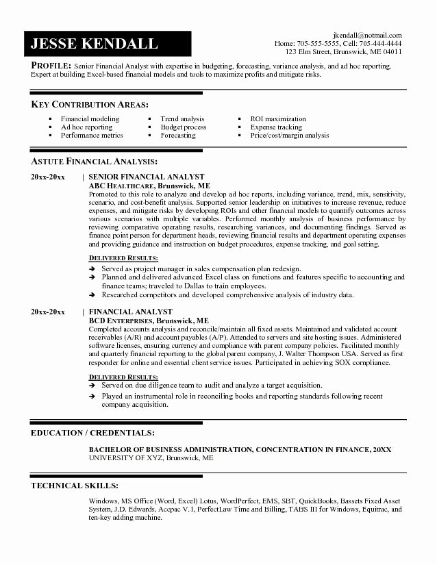 Financial Analyst Resume Example Technical Skills