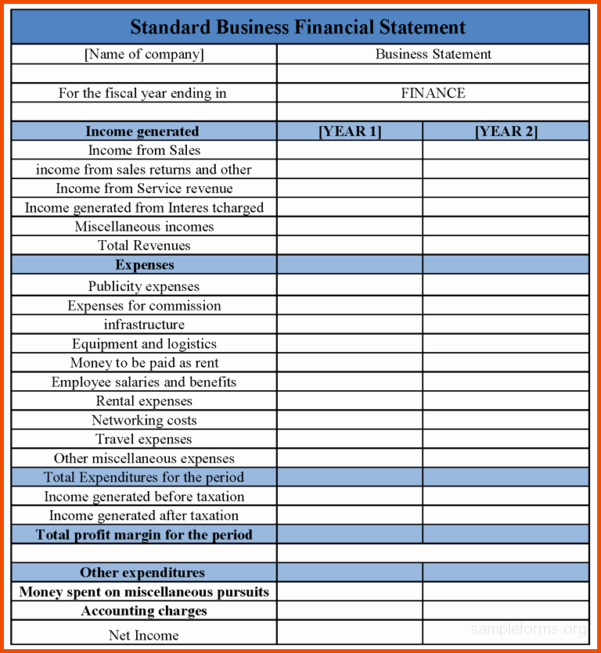 Financial Statements Templates In E Statement Template