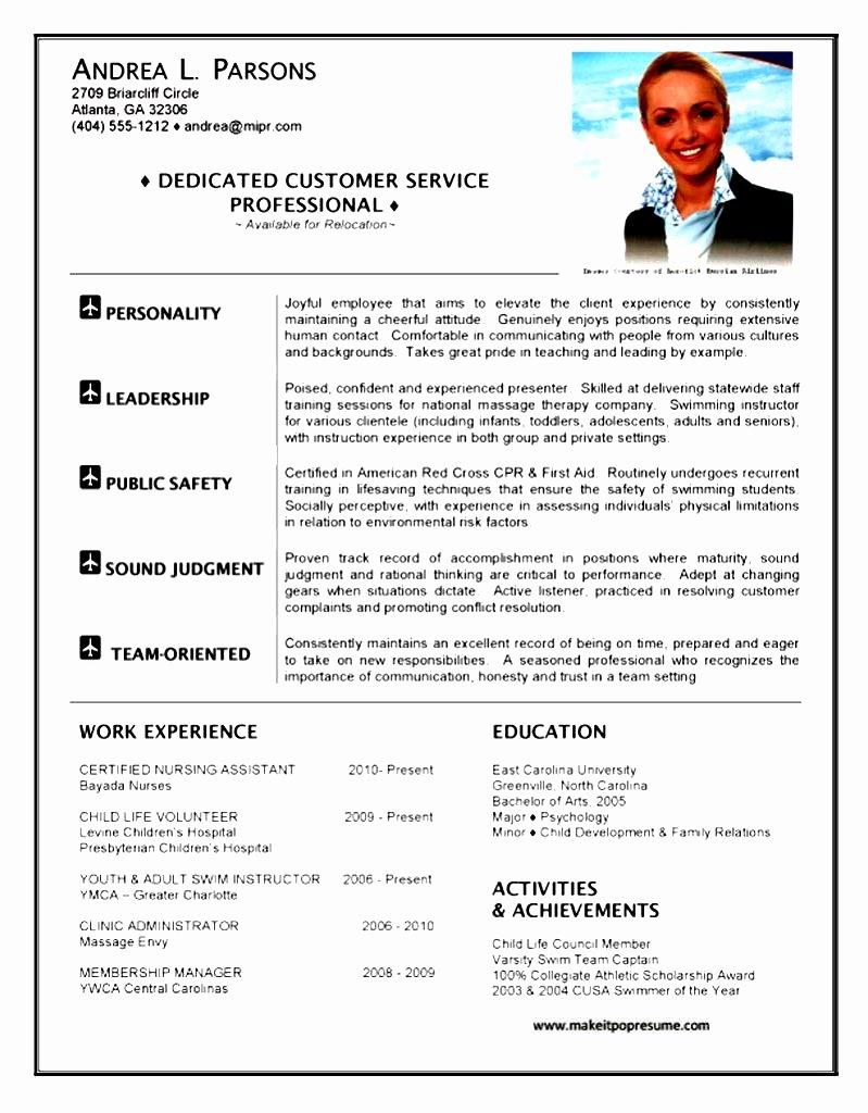 First Time Flight attendant Resume – Perfect Resume format