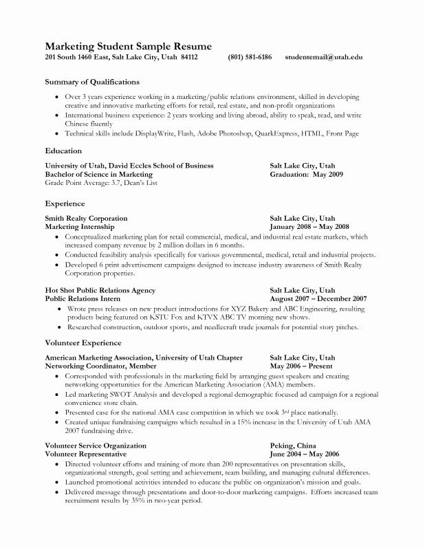 First Year College Resume Best Resume Collection